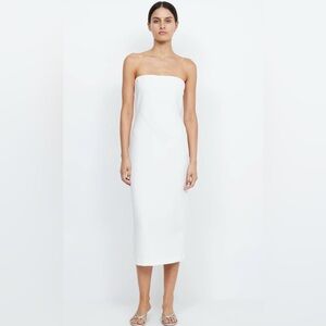 Bec + Bridge White Grace Strapless Midi Sheath Dress